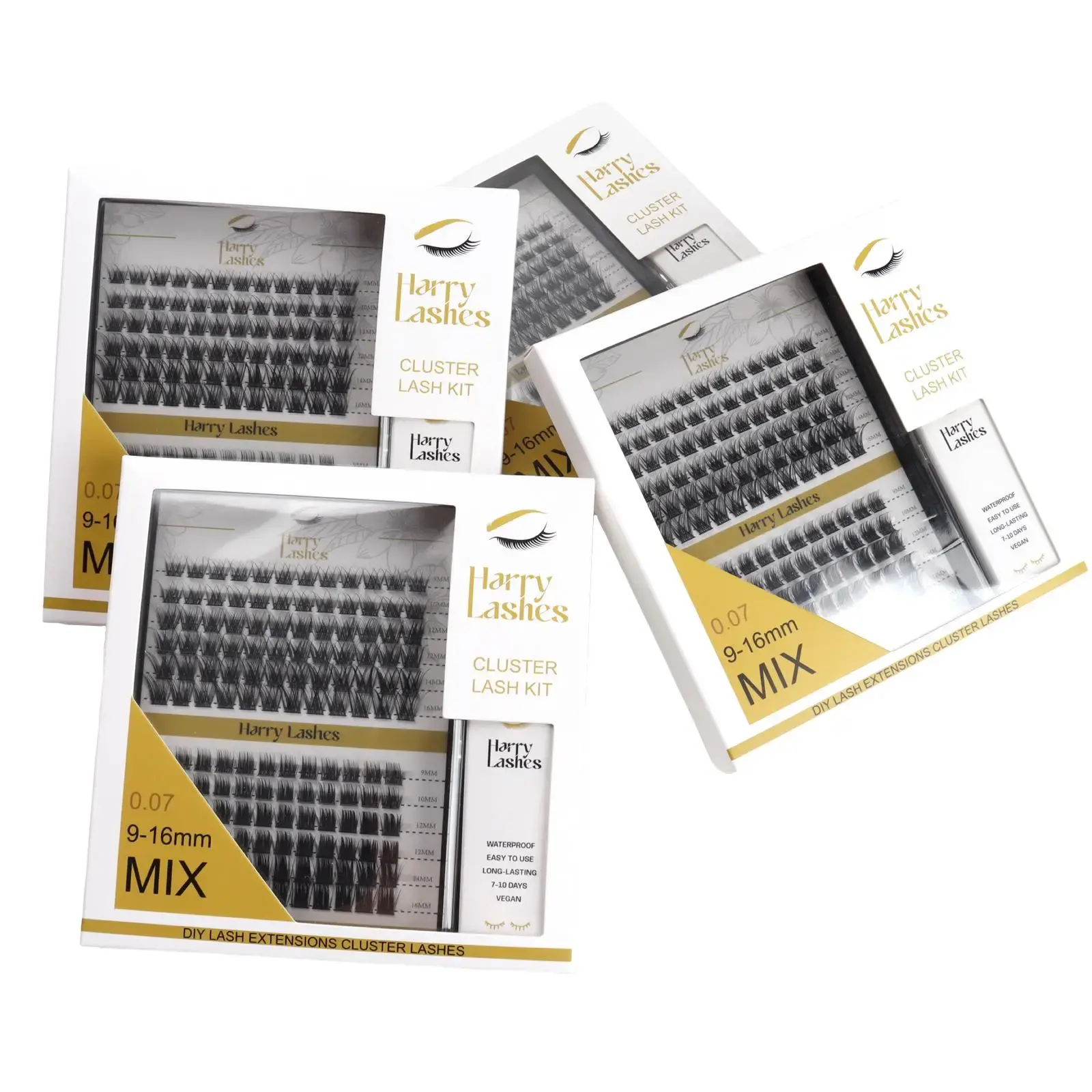 Harry Lashes DIY Lash Extensions Kit and Lash Clusters Premium Quality Eyelashes Makeup with Free Eye Liner Offer