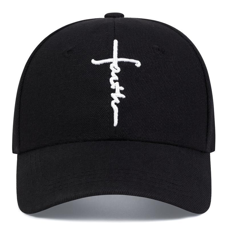 2 Pack Adjustable Baseball Caps Unisex Black White Cross Embroidery Casual Hats