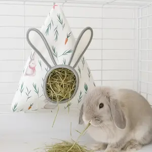 Cute Rabbit Shape Hanging Hay Bag, Feeding Bag for Dutch Guinea Pigs and Hamsters, Bunny Grass Food Bag, Pet Supplies
