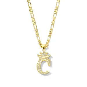 Initial necklaces with crown