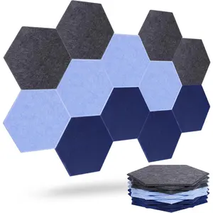 Large Acoustic Panels, 12-Pack Wall Panels for Sound Dampening 14x12x0.4 Inches, Hexagon Sound Proof Panels for Walls, Self Adhesive Soundproof Panels