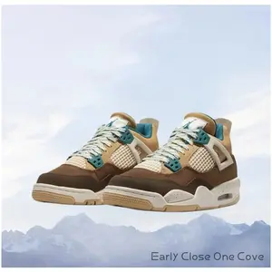 Cacao Wow Leather Comfort GS Durable and Breathable High-Top Basketball Shoes Brown and White Unisex
