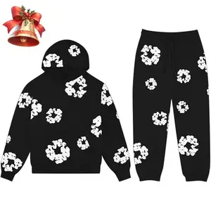 2025New Hoodie Vintage Foam Print Logo Unisex Y2K Designer Clothing All-match 3D Foam Printing,Classic Retro Harajuku Graphic Pullover Casual Long Sleeve Sweatshirt Hip Hop Menswear Outfits Sports Coat Outerwear