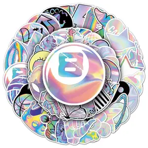 Holographic Laser Graffiti Sticker Packs, 100pcs/set Waterproof Self Adhesive Decor Diy Sticker, Decor Sticker for Gift Greeting Card Water Bottle Laptop Phone