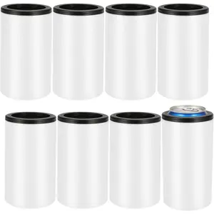 8 Pack Sublimation Can Cooler Blank Sublimation Can Holder Stainless Steel Insulated Can Cooler Sublimation Tumbler Vinly Gifts, White 12oz