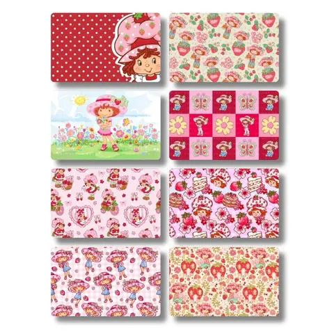 Strawberry Girl Customizable Card Sticker Cover - Premium Adhesive Vinyl Decal, Water-Resistant, Front-Only Application, 2 Sizes (Small & Large Chips), Holographic Laminate, Personalized Look, Protects Cards from Scratches for Adults