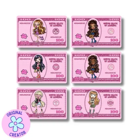 Y2K Cartoon Dollz Card Stickers - Heart Theme, Single-Sided, No Large Chip, Durable Vinyl, Water-Resistant, Versatile for Multiple Card Sizes, Ideal for Crafting