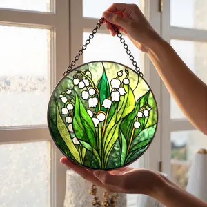 [Made in US]-Lily of the Valley Suncatcher | Symbol of Purity & Luck | Stained Glass Art for Home, Window Hanging Decor, Floral Lover Suncatcher