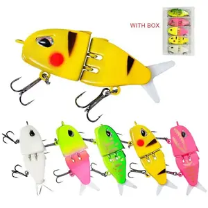 5-Pack Mini Glide Bait, Slow Sinking Multi-Jointed Hard Lure with Soft Tails & 3D Realistic Eyes, Top Water & Glide Action, Wide S Motion, Soft Rubber Fins, Pike, Swimbait Wobbler Fishing Tackle Gear for Anglers, Amazing Gifts