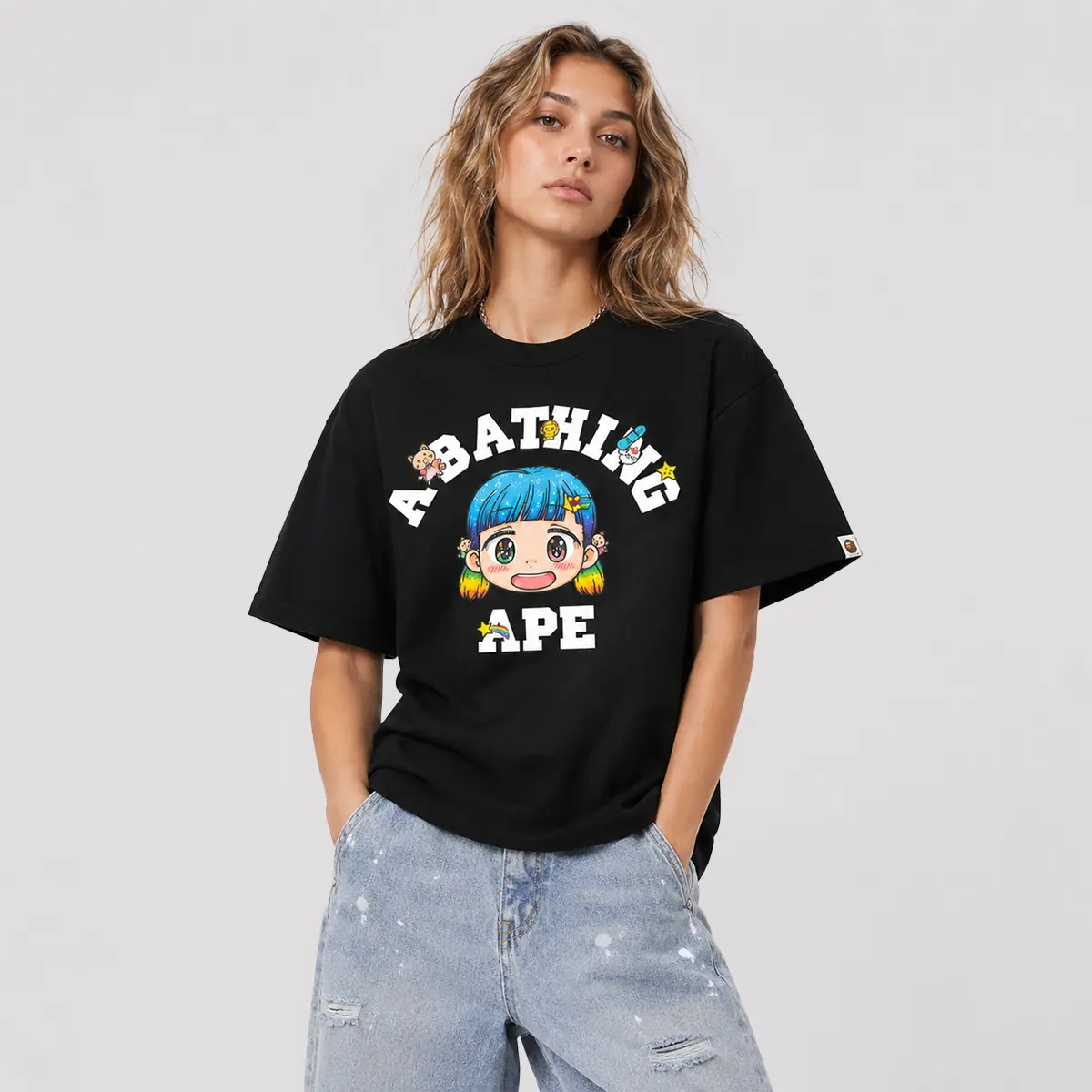 BAPE X MR. COLLEGE TEE BLACK