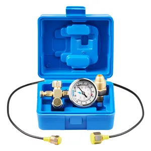 【DealsForYouDays】VEVOR Hydraulic Nitrogen Accumulator Charging Kit, 0-1420 PSI Nitrogen Fill Kit, Pressure Test System with 1 Pressure Gauge, 1 Gas Hose, 1 Valve Body and 1 CGA580 Adapter for Construction Machinery
