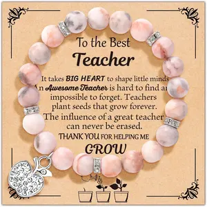 Teacher Appreciation Gifts for Women, Teacher Gifts Natural Stone Bracelet with Message Card for Appreciation Week Christmas Valentines from Student