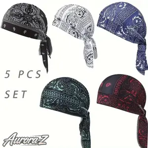 Paisley Cooling Headscarf Cap Set, Motorcycle Pirate Head Wrap Safety Helmet Liner, Elastic Fit Hand Washable Multifunctional Outdoor Headwear for Athletes & Outdoor Enthusiasts