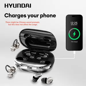 HYUNDAI Power bank & Ear clip type & Sleeping type 3-in-1 wireless Bluetooth headphones,Can charge the phone in reverse,With two pairs of headphones included,Waterproof and sweat-proof, with excellent sound transmission quality,Suitable for couples,sports