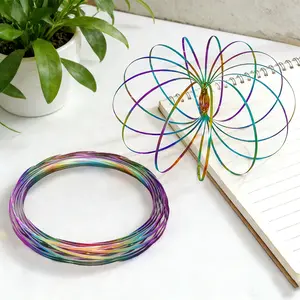 Flow Ring Spinner Arm Toy, 5.1" Colorful Changing Fidget Flow Toy Infinity Loop Hand Rings Stress Relief & Fun Flow Toys for Kids and Adults