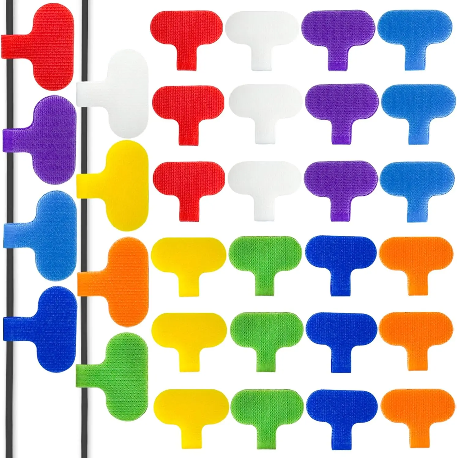 32 Pcs Multi  Durable Cable Lables with Writable Surface,Waterproof Wire Labels for Electronics Organization,Computer&Industrial Cable Management,1.5" x 0.63"Cord Tags