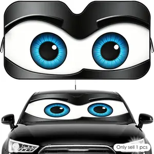 Cartoon Car Eyes Sun Visor Five-Layer Aluminum Foil Windshield Sunshades UV Protector & Heat Shield Car Front Window Keeps Car Cool Protects Dashboard Foldable Fits Most Vehicles SUV Truck
