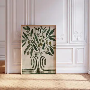 Scandinavian Flower Poster Abstract Art Poster Minimalist Botanical Print Botanical Flower Art Print Botanical Art Print Olive Still Life
