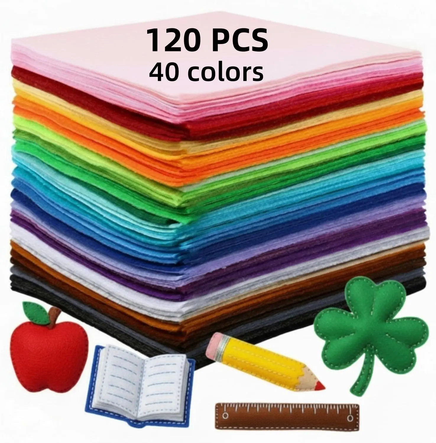 120 pieces of colorful non-woven felt, non-woven square felt, durable and easy to cut, suitable for Halloween decorations, Christmas tree decorations, party banners, clothing accessories&seasonal DIY handicrafts