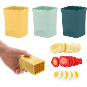 3PCS Fruit Slicer Cup Strawberry Slicer, Strawberries Cutter Cup, Speed Cutter for Banana Grape Egg Kitchen Portable Slicing Tool