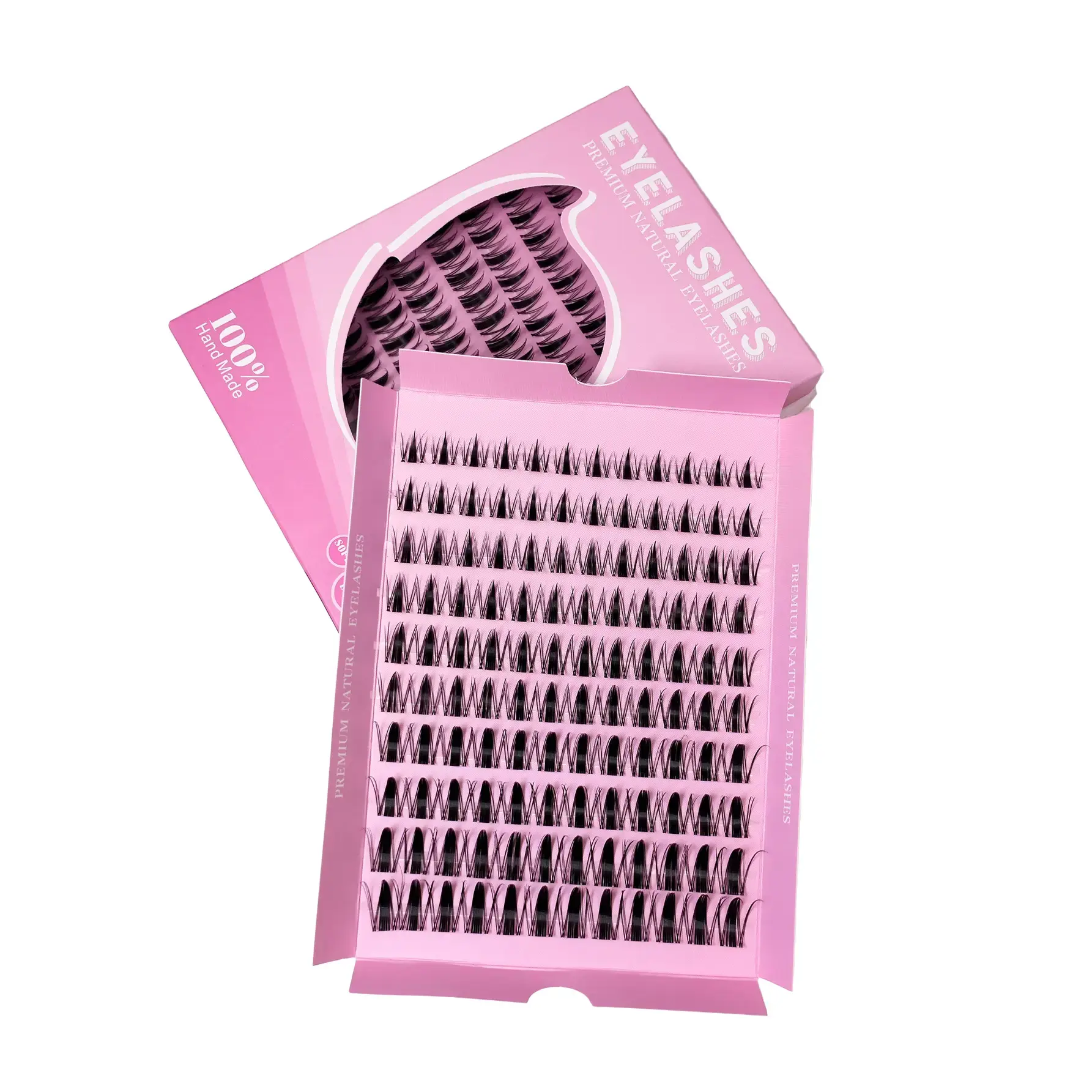 12-Row Dense Cluster False Eyelashes, 120pcs 10mm-18mm Handmade Natural Voluminous Extensions for Daily & Party Makeup
