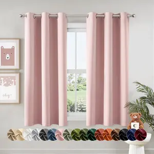 Baby Pink Blackout Curtains for Girls Bedroom Living Room 63 Inches Long 2 Panels, Nursery Thermal Insulated Room Darkening Drapes Solid Grommet Top Noise Reducing Window Curtains 40x63 Inch