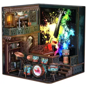 [Explosive Notes] Book Nook Kit, 3D Wooden Puzzle, DIY Model Toy Set, High Quality Gift with LED Lights, Anxiety Relief Product for Adults and Teens
