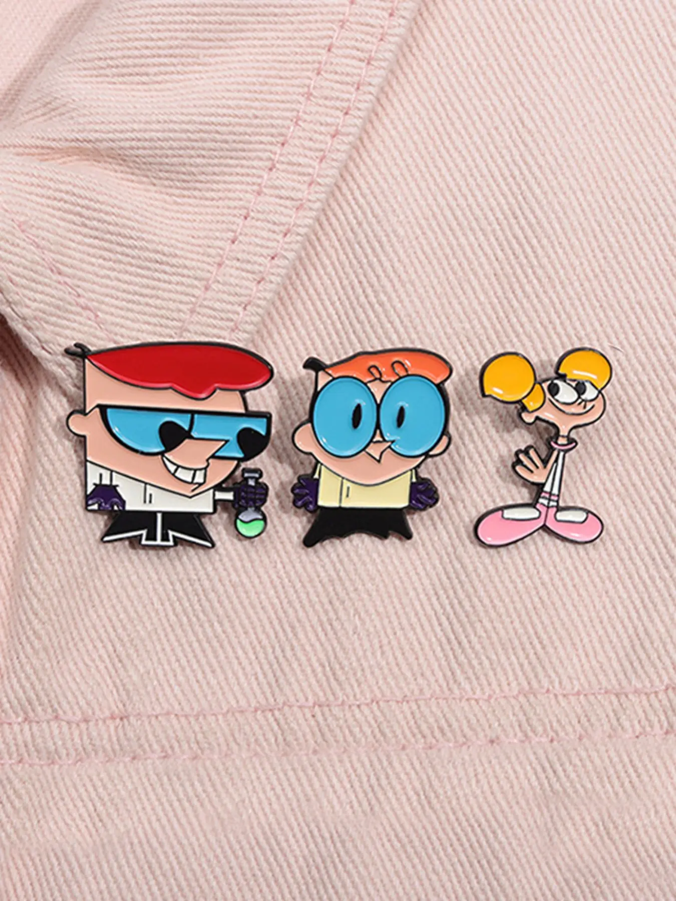 3pcs/set Vibrant Colors Animated Dexter's Laboratory Enamel Pins Alloy Brooch Pin Cartoon Character Metal Brooches Lapel Backpack Badge Fashion Jewelry Accessories Gifts for Kids Friends, Men Accessories, Fashion Accessory