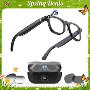 [Spring Deals] Coucur G1 AI Smart Glasses with Charging Case, 8MP HD Camera Glasses for Men Women, 1200P Video Recording, Open-Ear Bluetooth Glasses for Audio with AI Translation/Voice Control