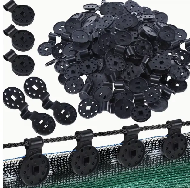 100 Black Cloth Clips - Durable PP Plastic Clips for Securing Nets, Garden Covers - Round Multi-Hole Design, Versatile Home Use
