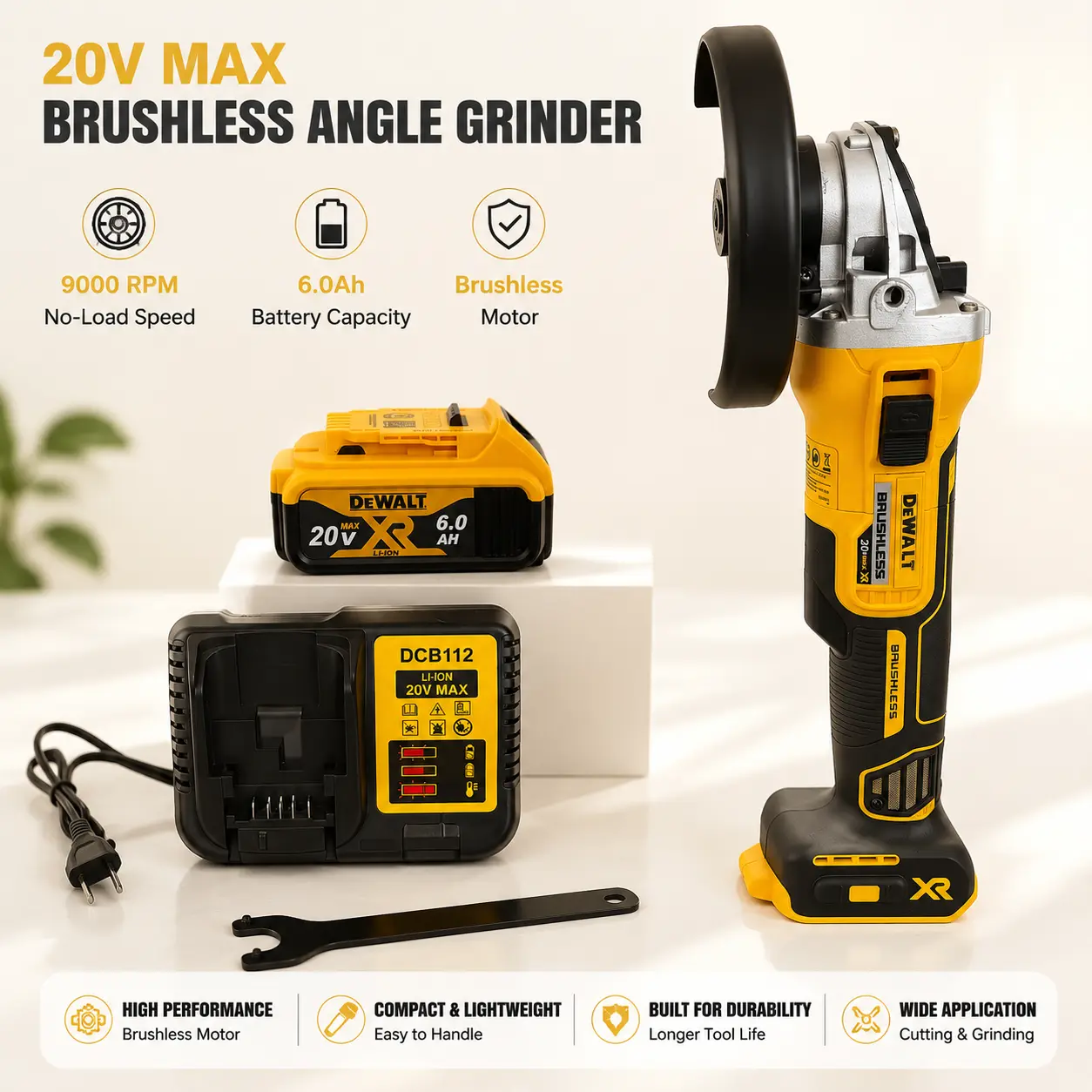 DEWALT DCG405NT 20V Max Brushless 125MM Angle Grinder 9000RPM Lithium Cordless Power Tool