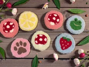 Vibrant Punch Needle Coasters: Artisan-Made Charm!