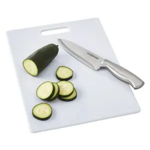 Farberware 11" x 14" White Cutting Board | Non-Porous Poly Surface | Reversible, Knife-Safe & Dishwasher Safe