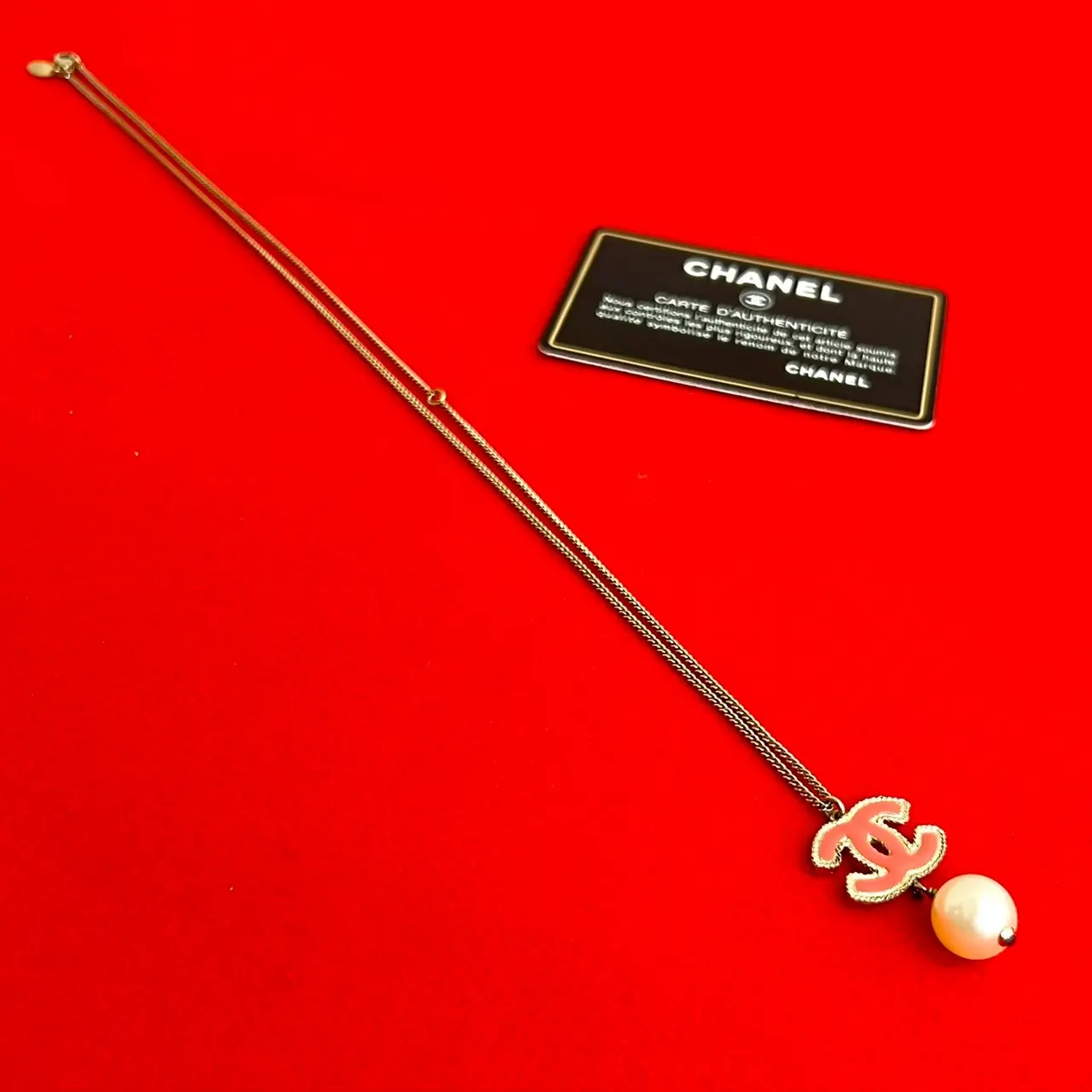 Pre-owned CHANEL Stainless Small Leather Goods Coco Mark Swing Pearl Necklace