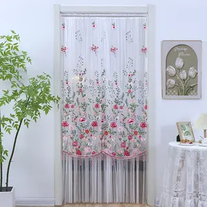 Luxury Lace curtain for bedroom, high-end embroidered beaded door curtain, long partition curtain, mosquito-proof curtain, blackout sheer curtain, no drilling required