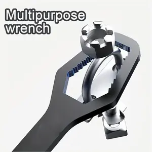 1pc 3-17mm Universal Double-Head Multifunctional Wrench, Self-Tightening Adjustable Wrench Hand Tool, Colors Include Silvery And Black, Self Adjusting Wrench