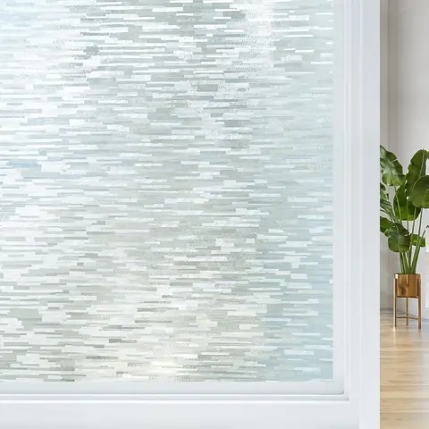 Window Privacy Film, Frosted Glass Static Cling Sun Heat Blocking Window Clings, Frosting Opaque Coverings, Vinyl Removable Stickers Tint for Home Door Office, Non Adhesive 17.5" x 78.7"