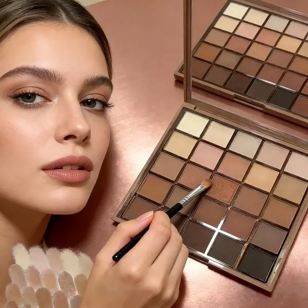 Glitter & Shine Palette - 16 Shades of Neutral & Glittery Eyeshadow Shades for Everyday Use Makeup