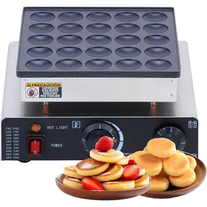 SNICE Commercial Electric Poffertjes Grill, Silver and Black, Stainless Steel, 25 Cavities, Temperature Control, 1700W Mini Dutch Pancake Maker