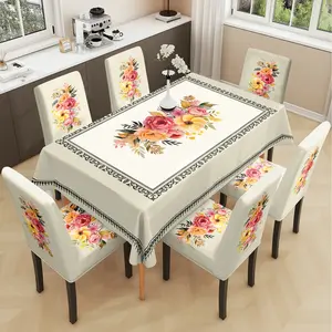 2/5/7PCS Dining chair cover, restaurant chair tablecloth cover, floral pattern print, elastic polyester fiber sliding cover, sewn closed, detachable cleaning, suitable for home, office, hotel chair decoration