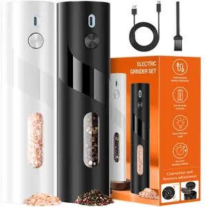 [Limited time Deal]-Electric Salt & Pepper Grinder Sets - Rechargeable, Automatic with Adjustable Coarseness (6 Settings) , One-Hand Operated, For Kitchen, Gift