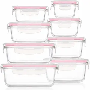 20/16pcs Airtight Glass Food Storage Containers, Outdoor Picnic, Lunch Box, Microwave, Oven - Perfect For Salads, Fruits, Vegetables And Sandwiches, Lunch Box | Airtight Storage | Durable Glass, Food Storage Containers (8 Lids And 8 Containers)