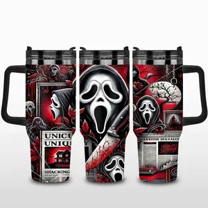 Scream Ghostface Horror Movie Character 40oz Tumbler With Handle, 30th Anniversary Horror Character Tumbler, Gift for Horror Movie Lover