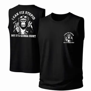 Men's Cotton Sleeveless Tank Top - I Can Fix Stupid But It's Gonna Hurt Printed Style. This Is A Casual Item Suitable For Both Men And Women, Especially Perfect For Spring And Summer; The Cool Print And Classic Crew Neck Cut