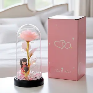 Romantic Gift Everlasting Rose LED Night Light — An Artificial Flower Perfect for Every Girl and Wife. Ideal for Birthdays, Anniversaries, Graduations, and Thank-You Gifts. A Heartwarming Surprise and Home Decor Accent, Includes a Pink Gift Box.