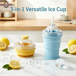 3-in-1 Foldable Silicone Ice Ball Cup Portable Collapsible Water Cup With Straw Leakproof Reusable Travel Mug For Outdoor Camping And Daily Use
