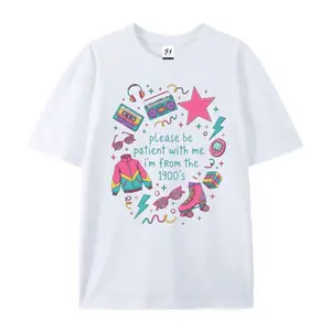 Please be patient, with me I'm fRom the 1900's, wearing a short-sleeved round-neck top.