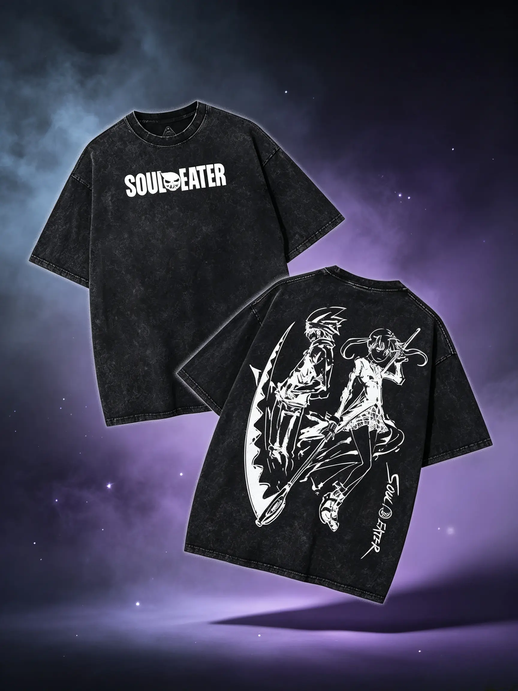 Soul Eater Inspired Anime Tee, Soul & Maka Unique Y2K Style Vintage Unisex Heavy Cotton Tee, Gift for Anime Fans, Comfort Cotton Fabric Top Womenswear Fit cotton graphic tees viral tiktok shirt