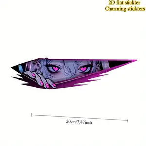 1PC Trendy Sweet-Cool Two-Dimensional Logo Sticker, Car decorative sticker, Stick on car bodies or trendy backpacks, this pink-purple heart-eyed two-dimensional girl decor has a sweet-cool vibe, sweet-cool two-dimensional car fans
