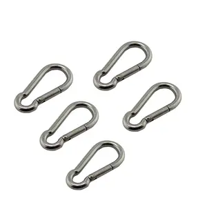 5 Pack 304 Stainless Steel Carabiners Heavy Duty Spring Snap Hooks Carabiner Clips for Traveling, Backpack, Camping, Hammock, Keychain and More